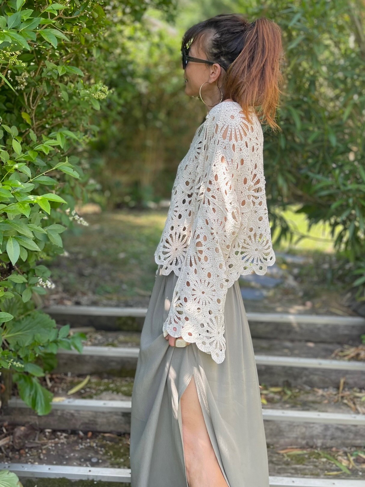 Pull crochet beige