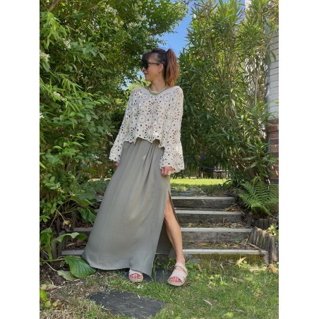 Pull crochet beige