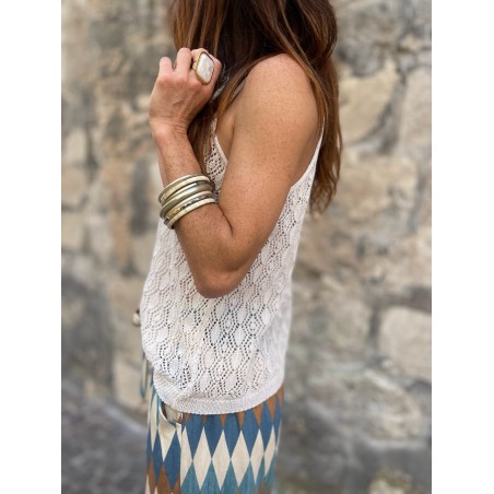 Top crochet écru