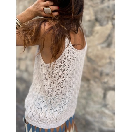 Top crochet écru