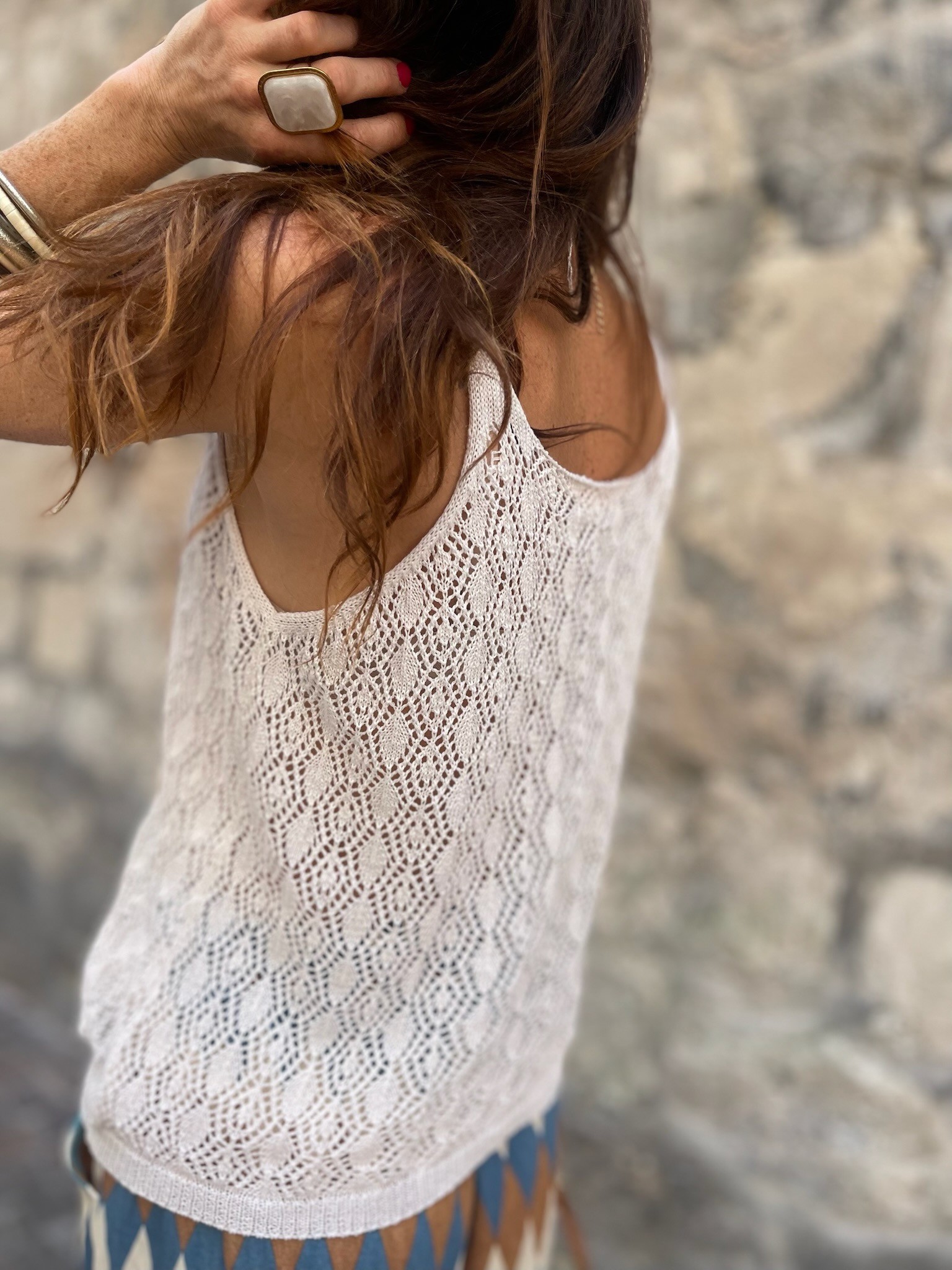 Top crochet écru