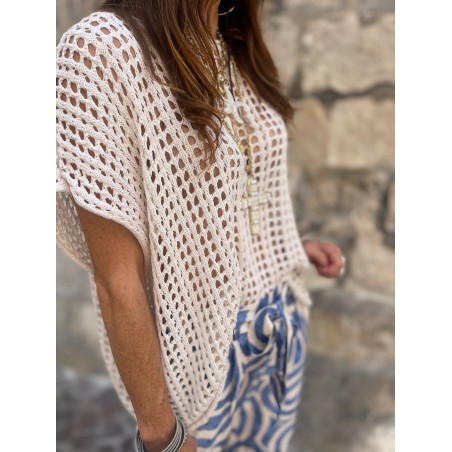 Pull ajouré écru