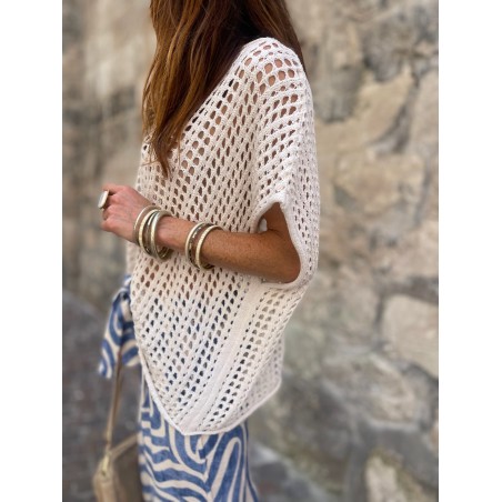 Pull ajouré écru