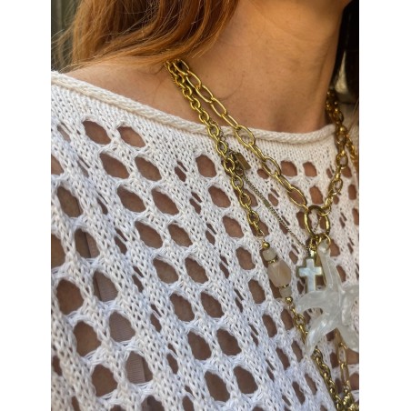 Pull ajouré écru