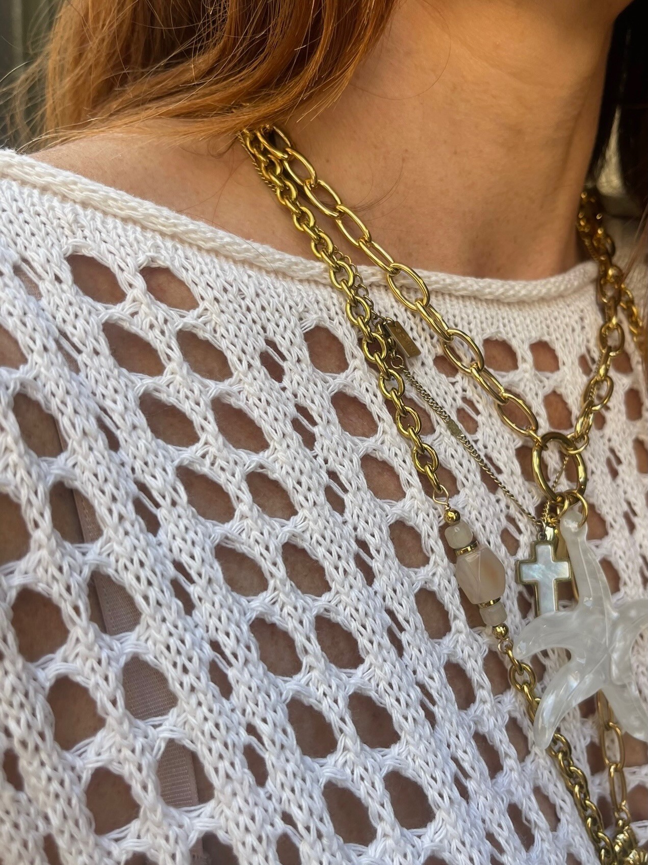 Pull ajouré écru