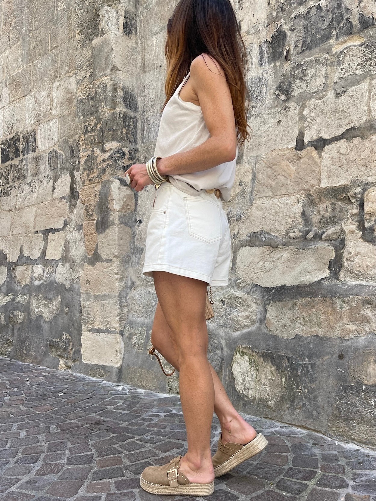 Short denim blanc