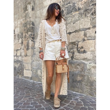 Short denim blanc