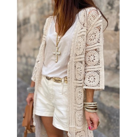 Short denim blanc