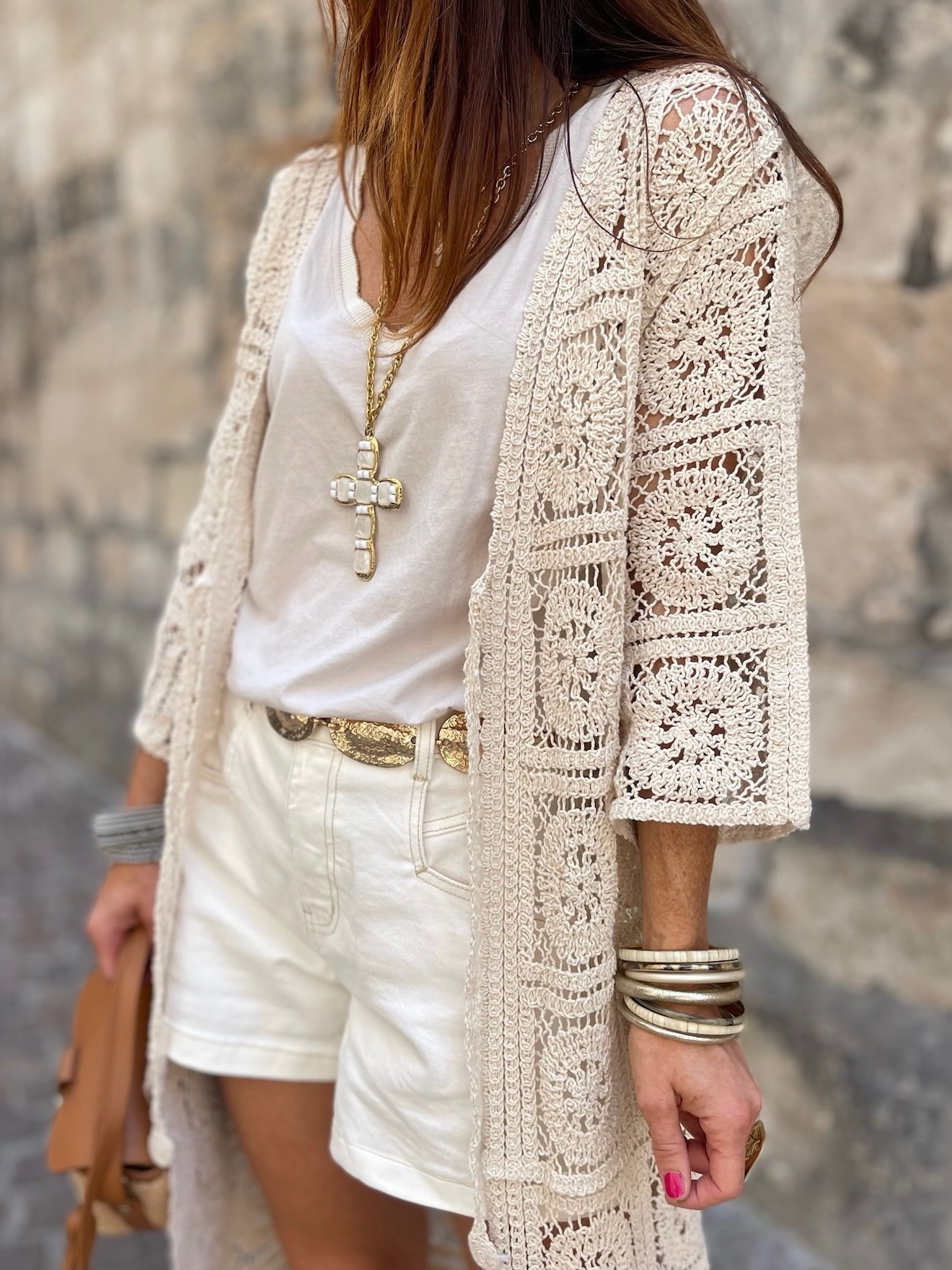 Short denim blanc