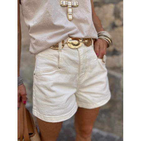 Short denim blanc