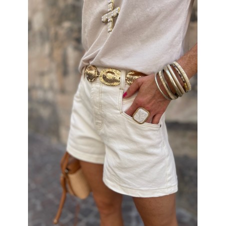 Short denim blanc
