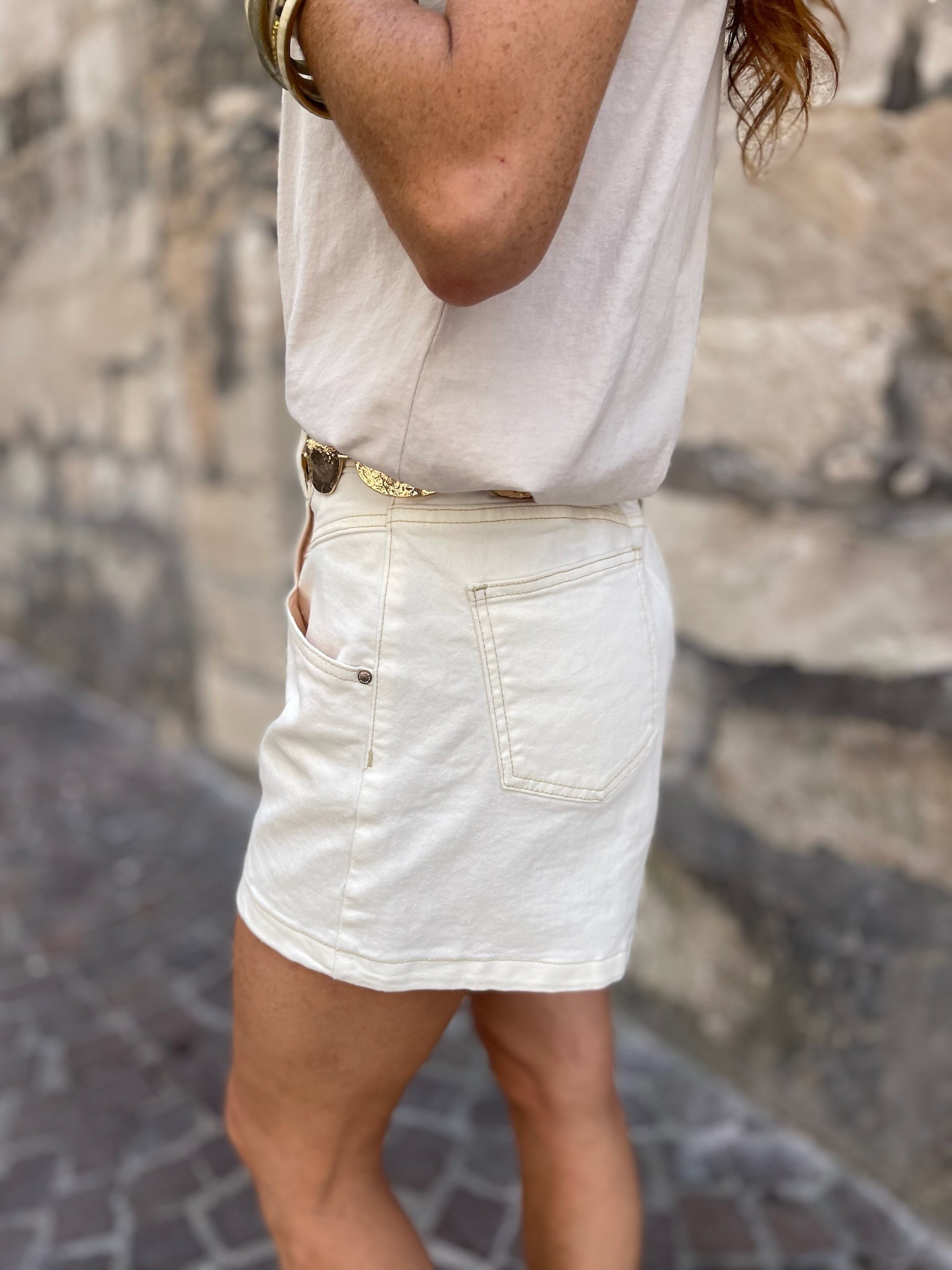 Short denim blanc