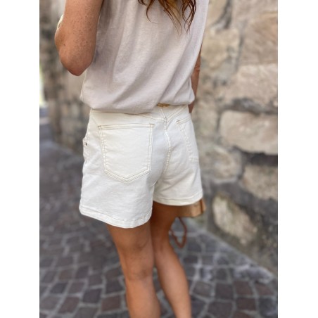 Short denim blanc
