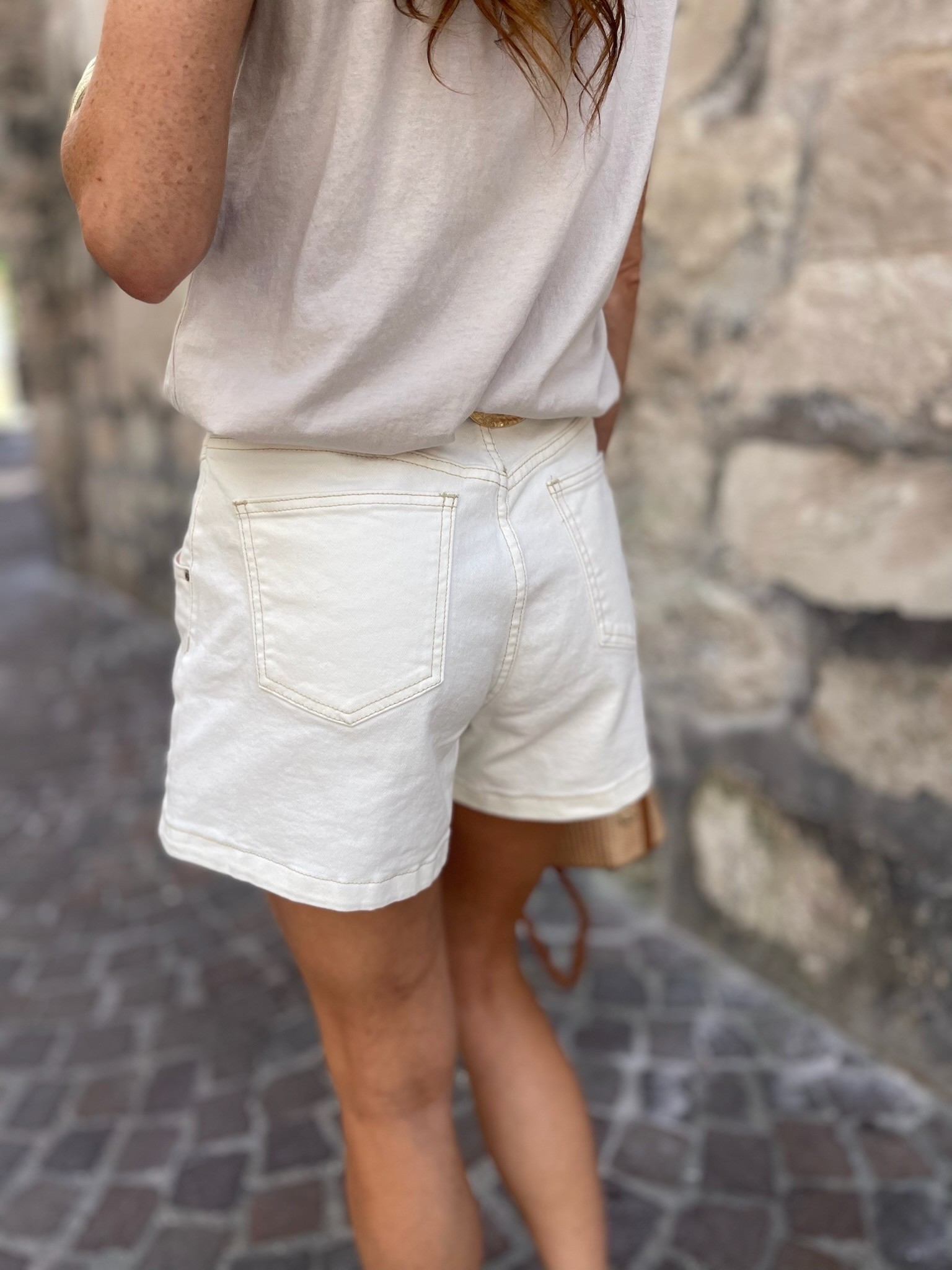 Short denim blanc