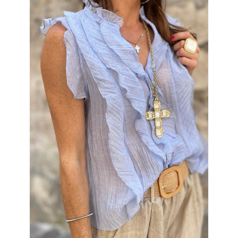 Collier sautoir croix blanche