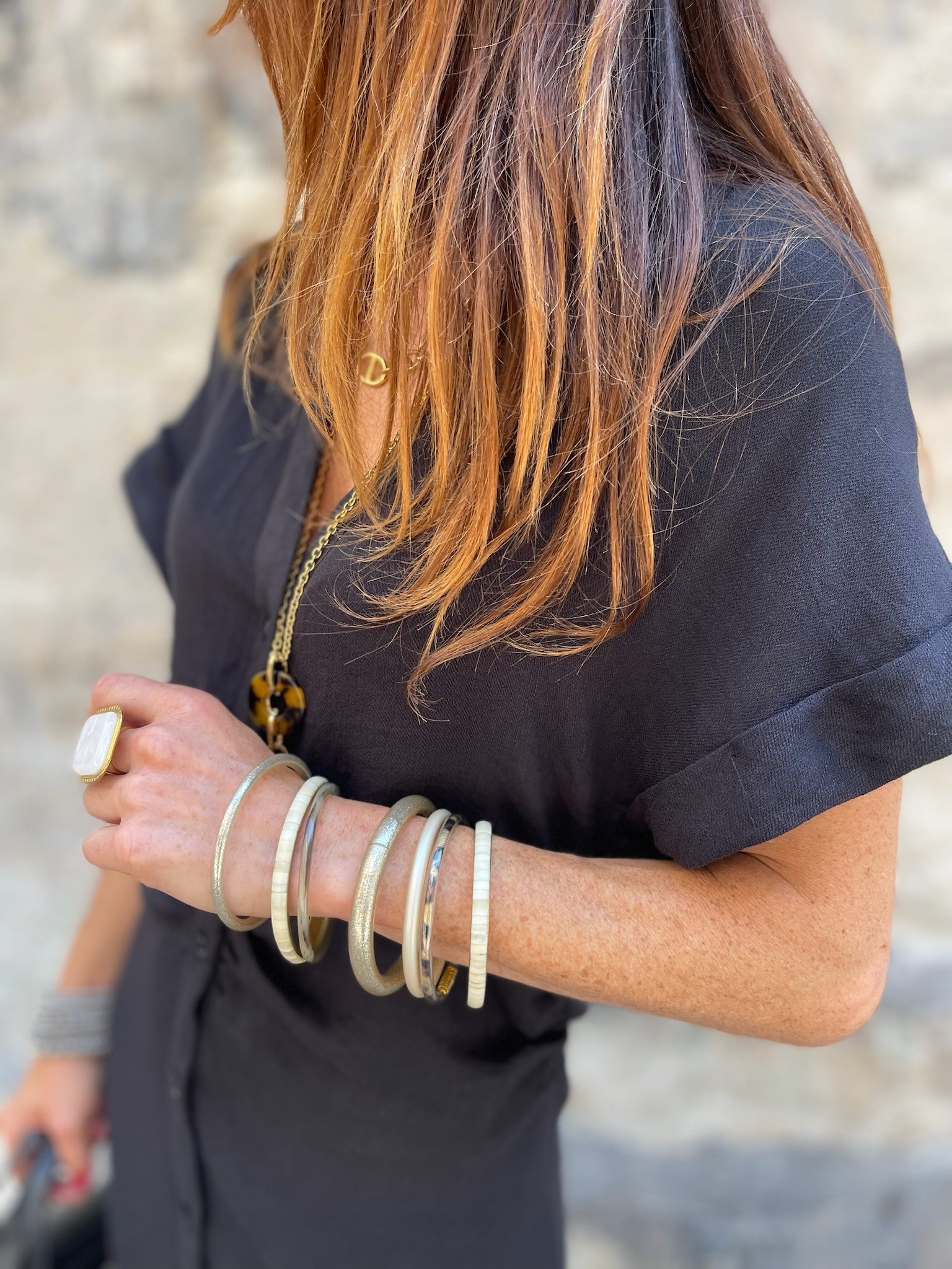 Robe longue froncée noire