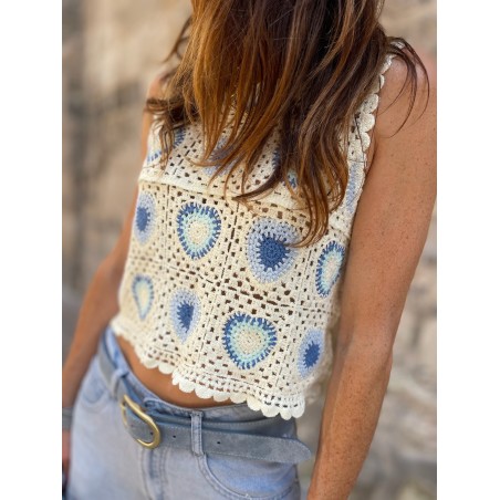 Top crochet motifs bleus