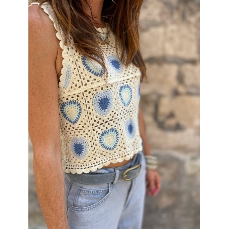 Top crochet motifs bleus