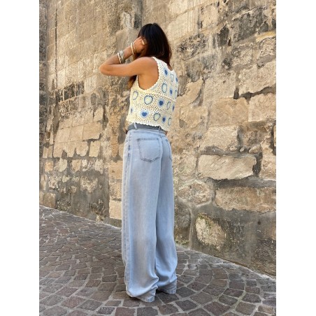 Top crochet motifs bleus