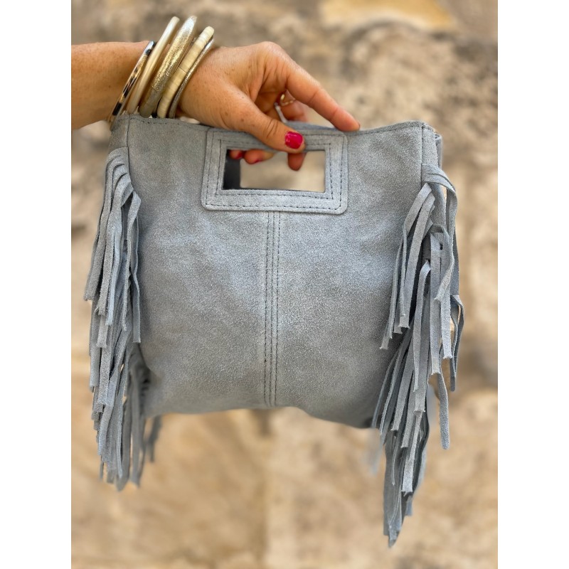 Sac bleu à franges