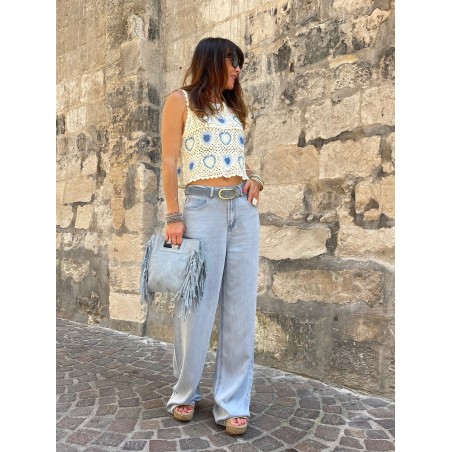 Sac bleu à franges