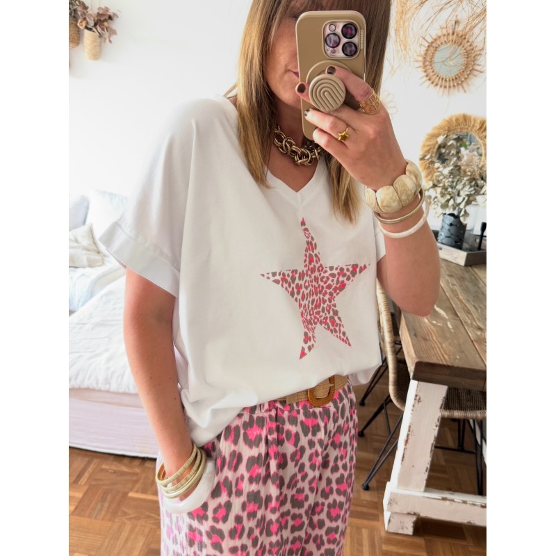 Top étoile léo fuchsia
