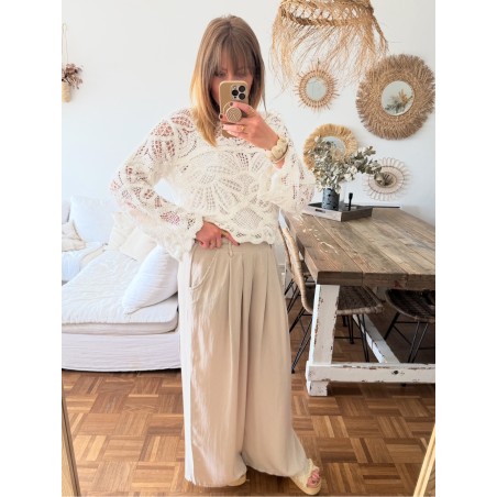 Top crochet blanc