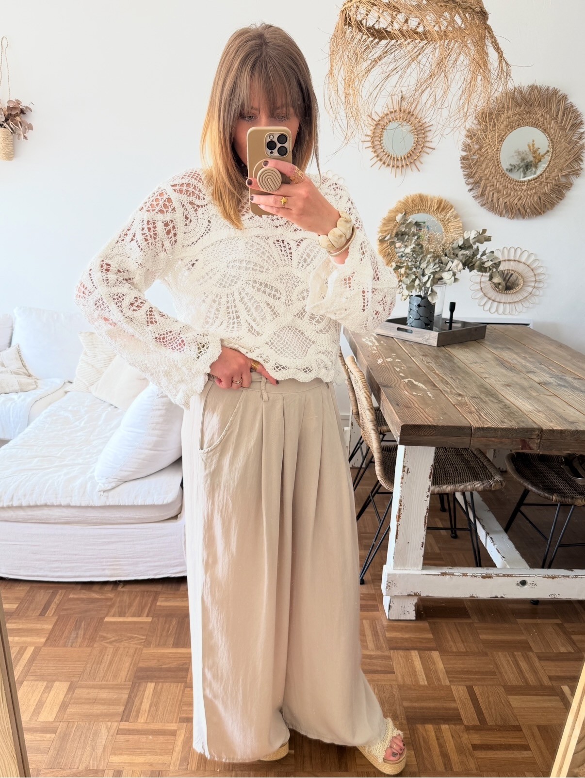 Top crochet blanc