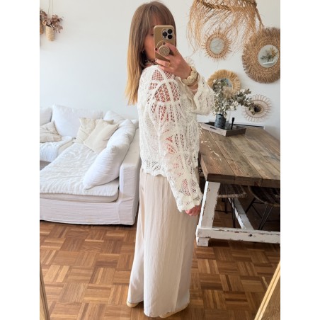 Top crochet blanc
