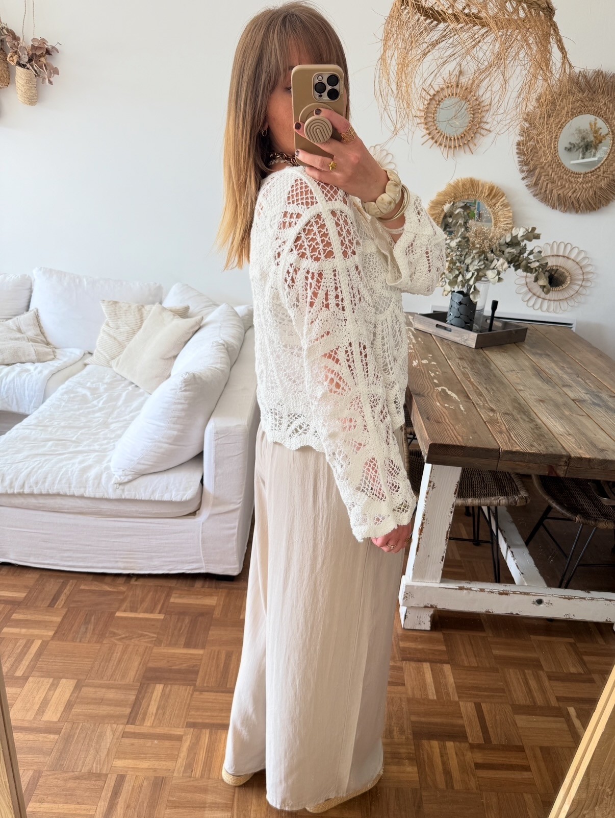 Top crochet blanc