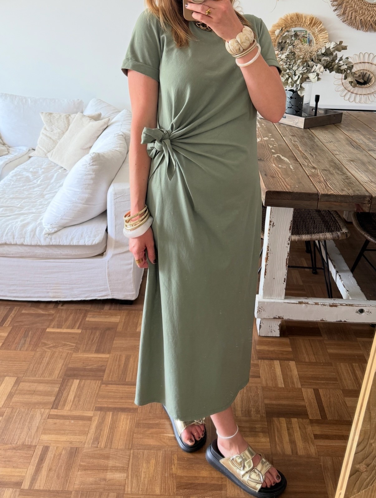 Robe longue kaki