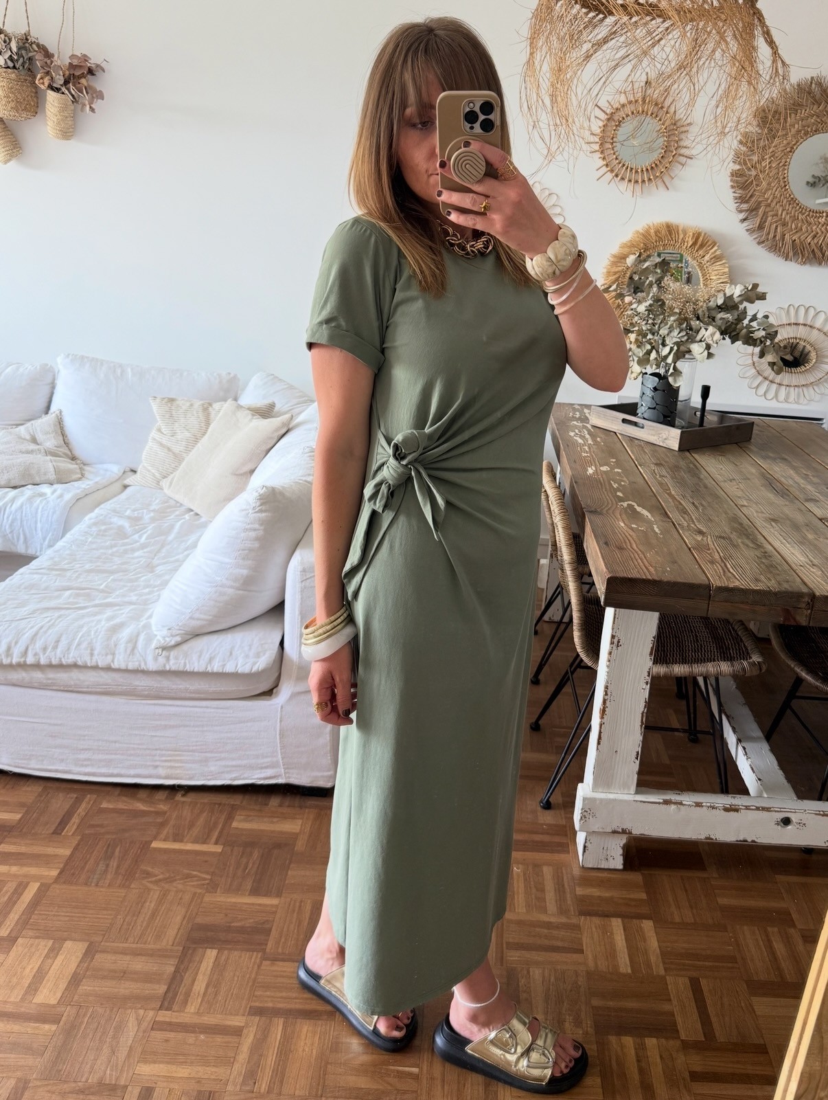 Robe longue kaki