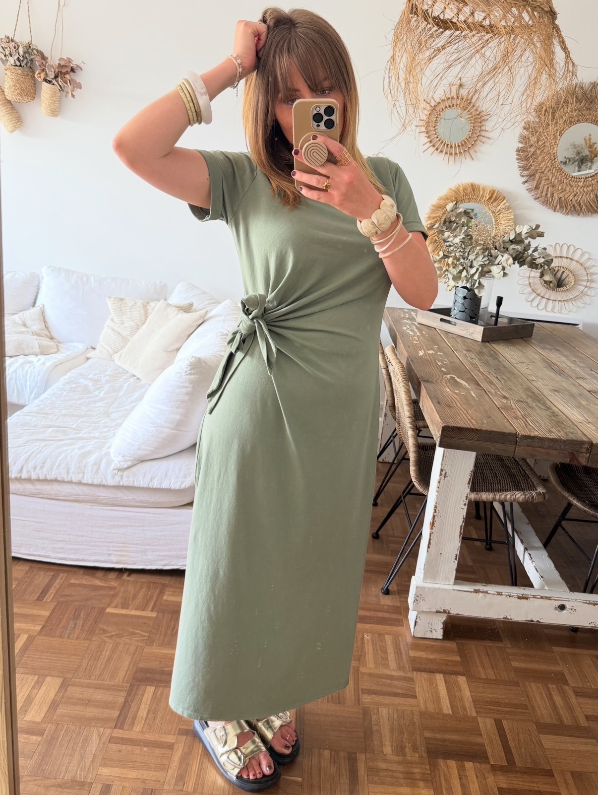 Robe longue kaki