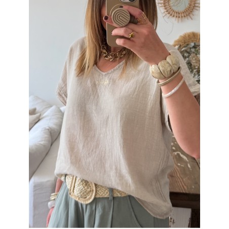 Top lin poisson beige