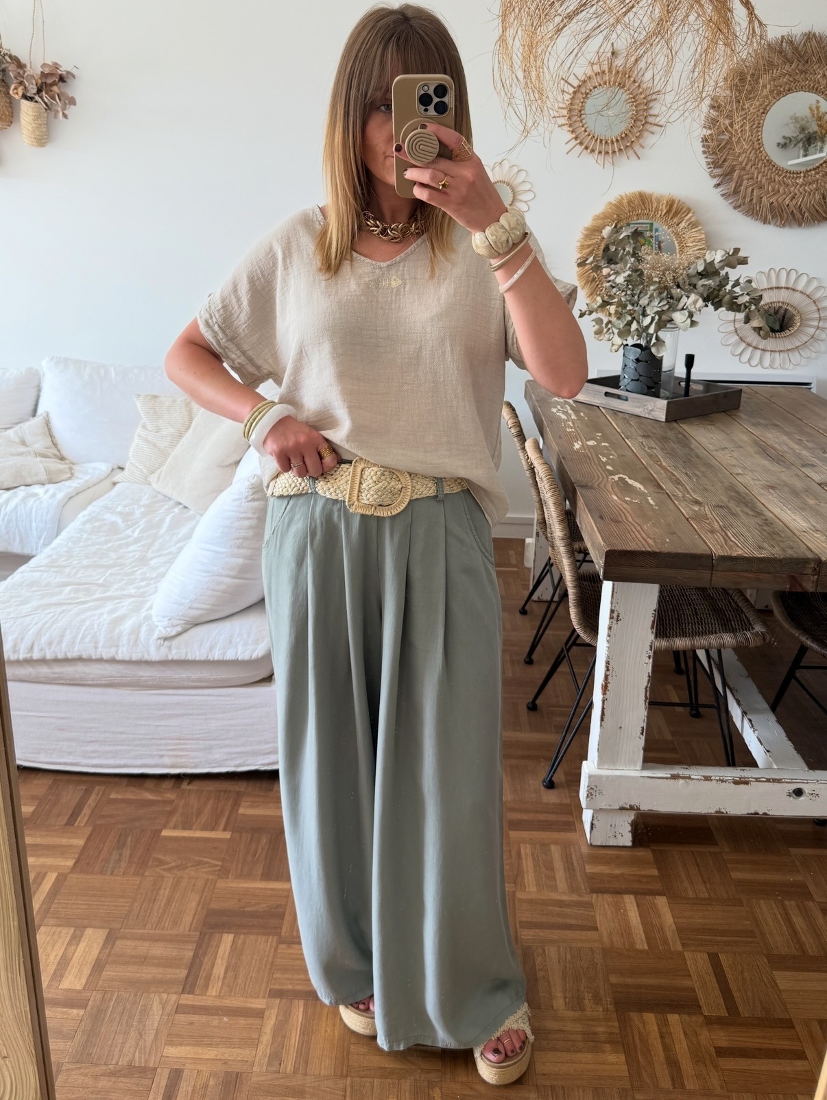 Top lin poisson beige