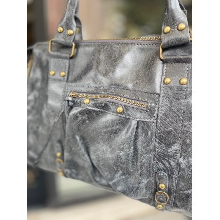 Sac hobo noir brillant