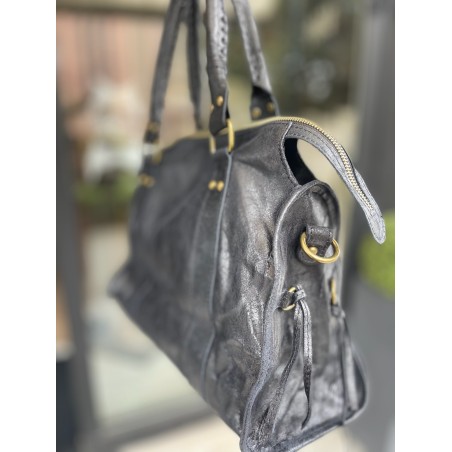 Sac hobo noir brillant