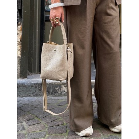 Mini sac cuir beige