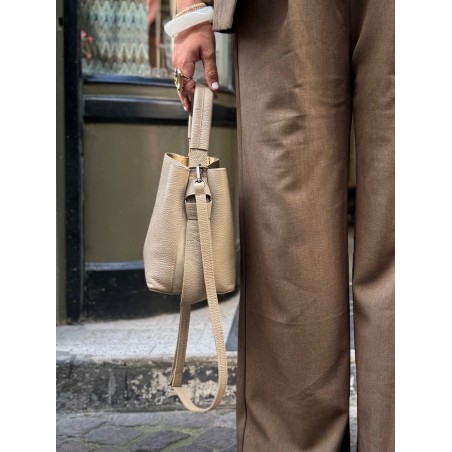 Mini sac cuir beige