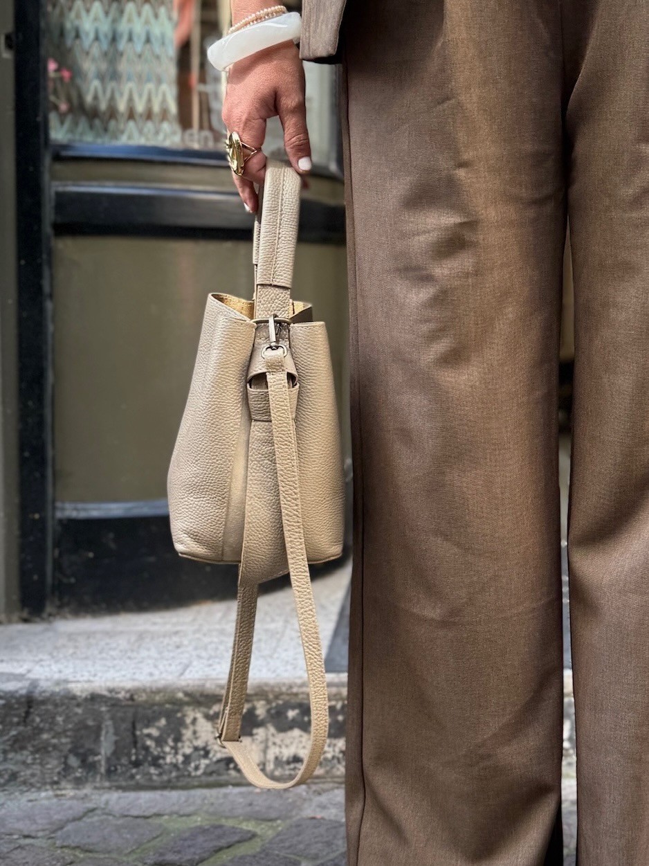 Mini sac cuir beige