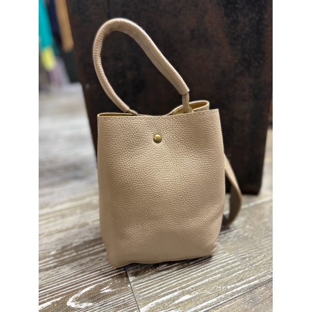 Mini sac cuir beige