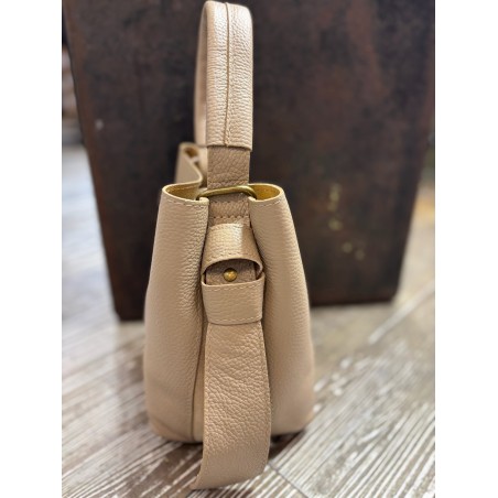 Mini sac cuir beige
