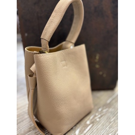 Mini sac cuir beige