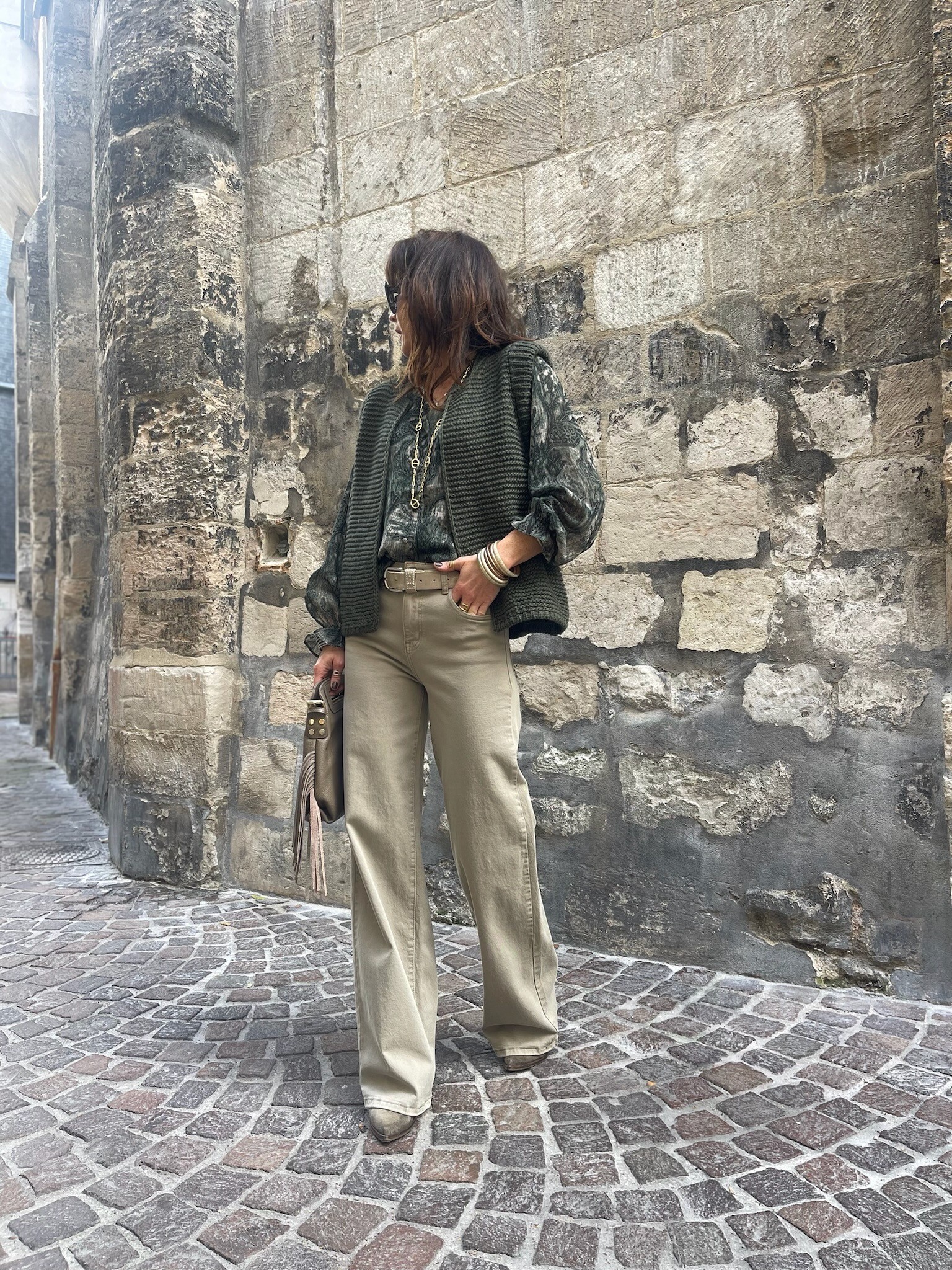 Jean flare taupe