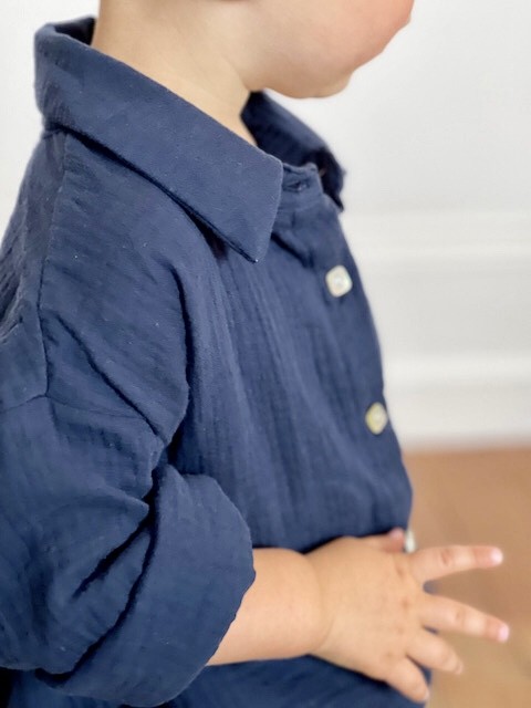 Chemise gaze de coton Bleue marine