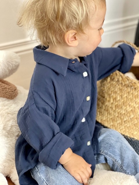 Chemise gaze de coton Bleue marine