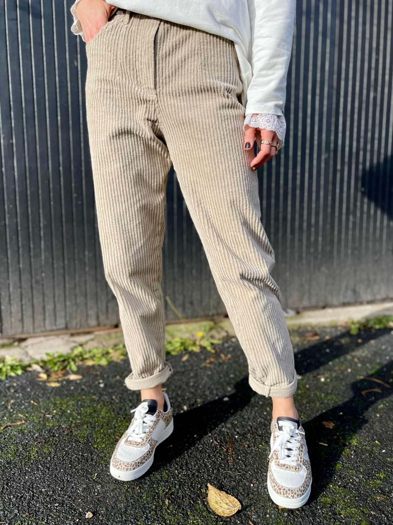 Pantalon chino velours beige