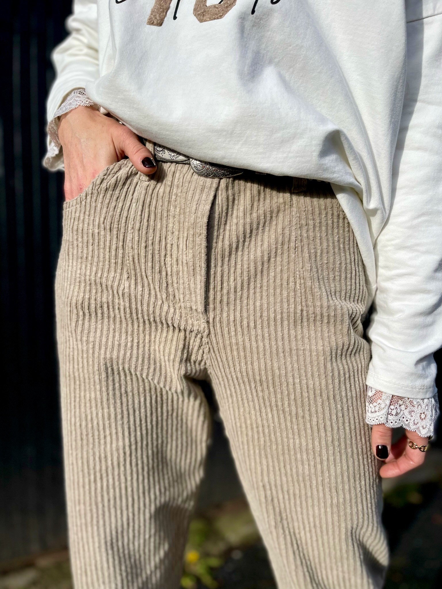 Pantalon chino velours beige