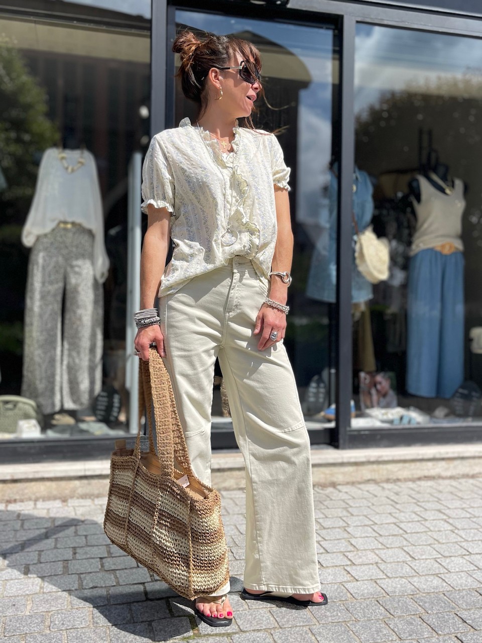 Jean flare écru