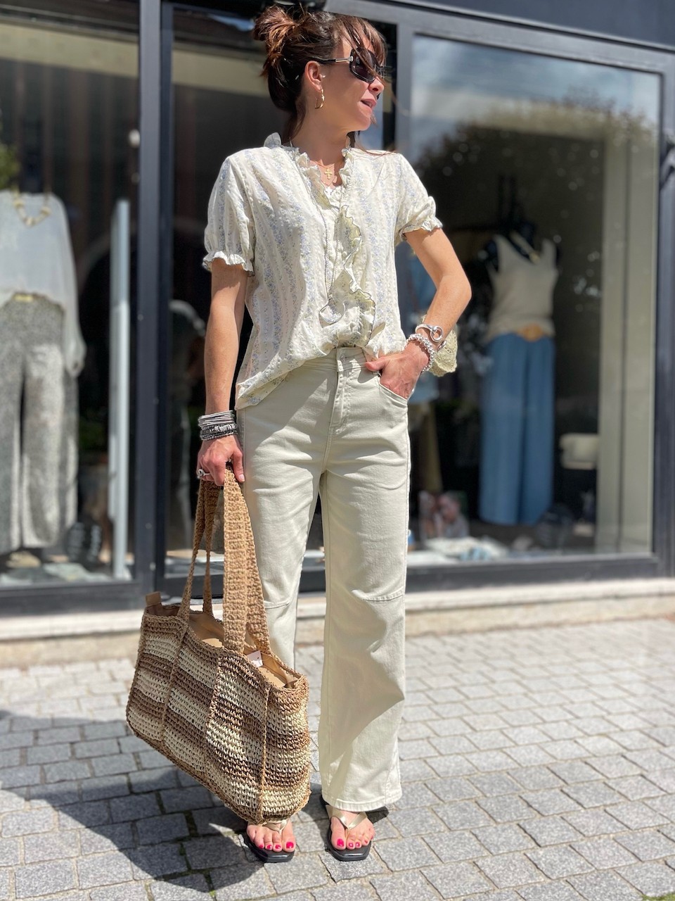 Jean flare écru